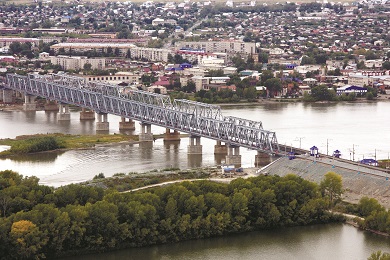 Строительство моста через реку Обь на 605км в городе Камень-на-Оби Западно-Сибирской железной дороги